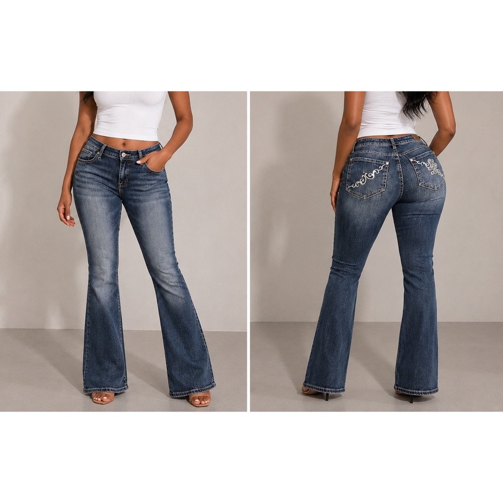 LL Cool J Jeans Women Size 9 Flare Y2K 90s Vintage Embroidered
